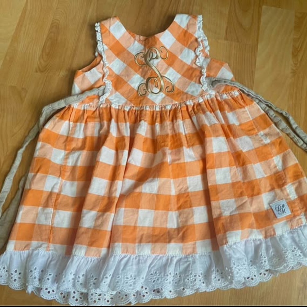 Darling Mae by Ricrac & Ruffles Monogrammed “S” Toddler Dress